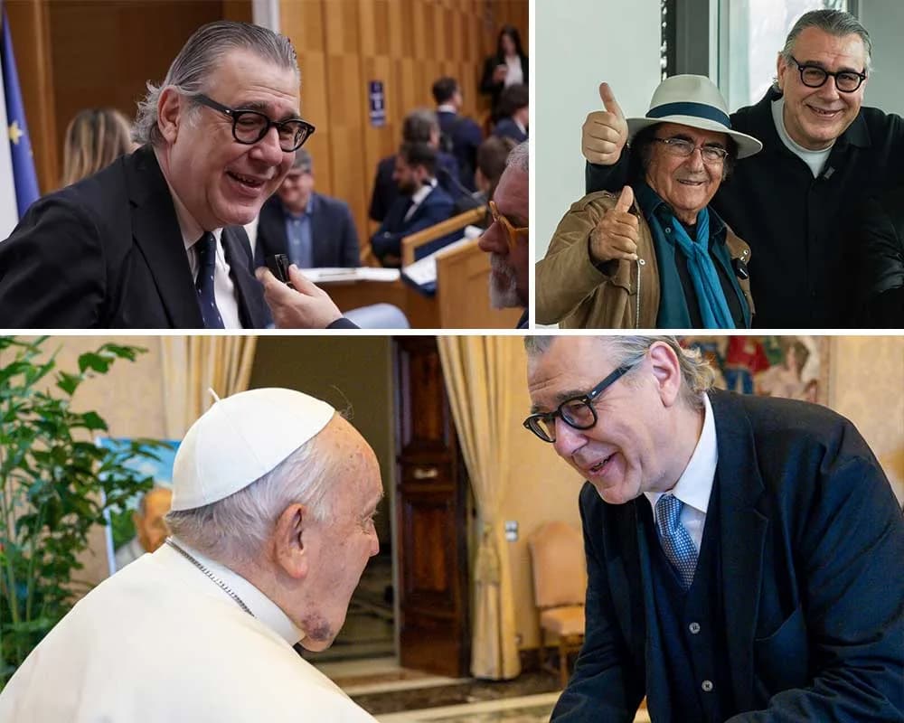 Mirco Gasparotto alla Camera dei Deputati, con Al Bano Carrisi e con Papa Francesco